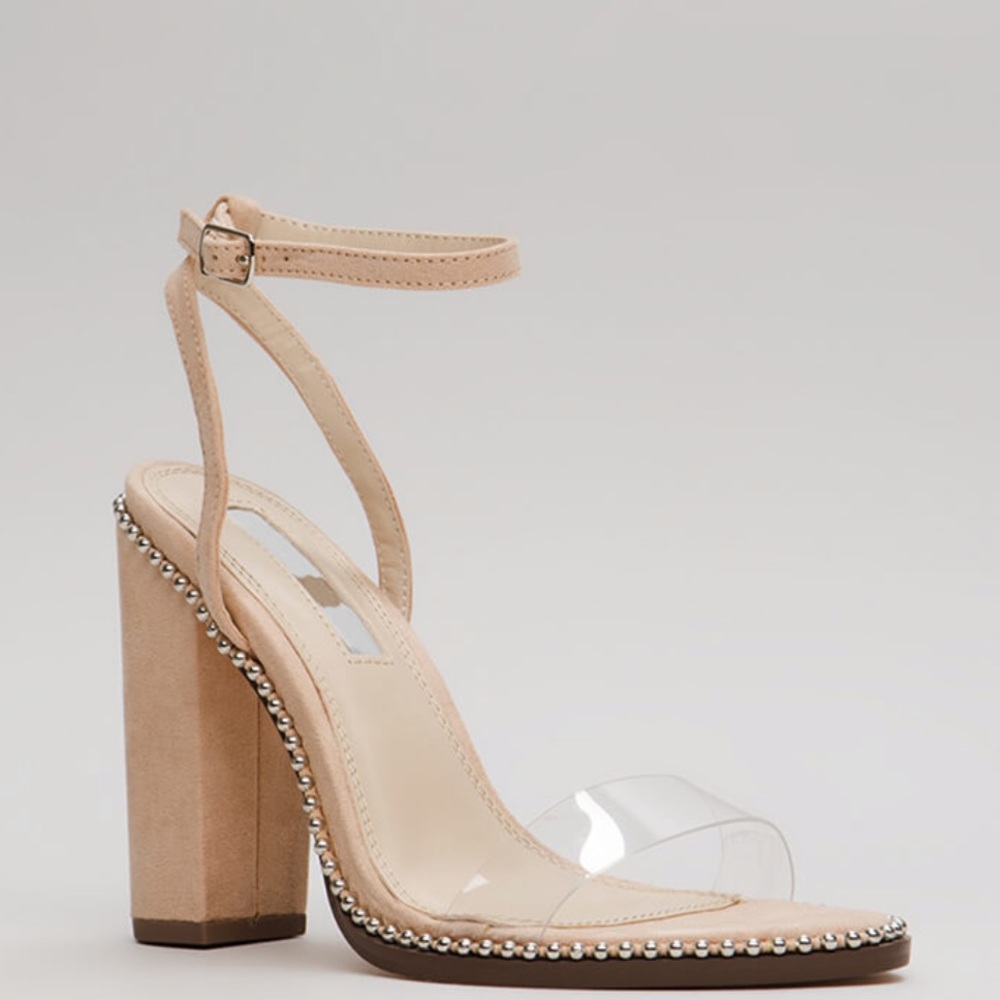 Nude studded heels